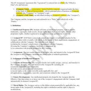 IP Assignment Agreement (Startups-US) with Legal Review & Advice