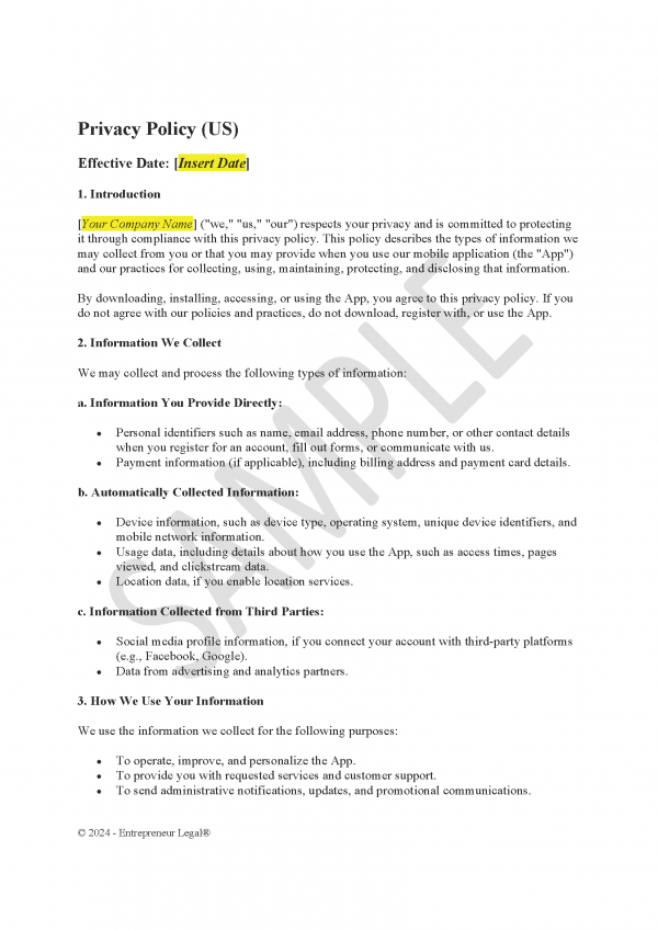 Privacy Policy - Mobile App (US) - Image 2