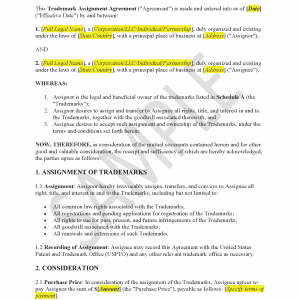 Trademark Assignment Agreement (US) with Legal Review & Advice