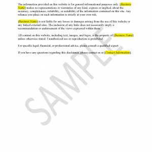 Disclaimer Package (US)
